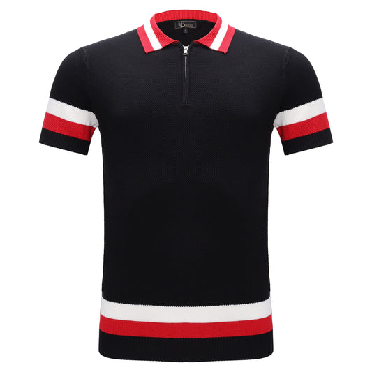 Heritage Stripe Knit Polo BLACK