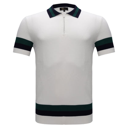 Heritage Stripe Knit Polo WHITE