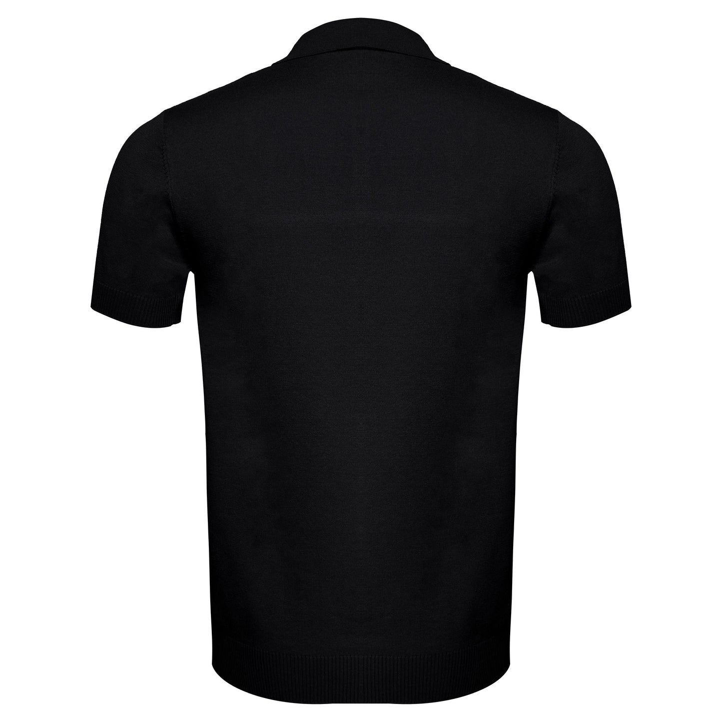 Men's Retro-Inspired Knit Polo Shirt BLACK/WHITE