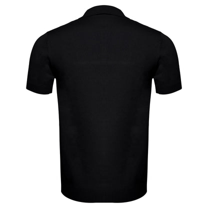 Men's Retro-Inspired Knit Polo Shirt BLACK/WHITE