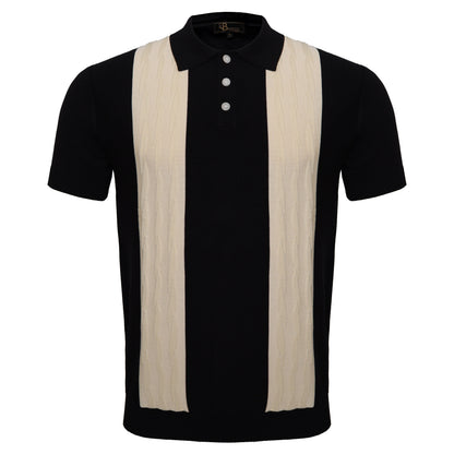 Men's Retro-Inspired Knit Polo Shirt BLACK/WHITE