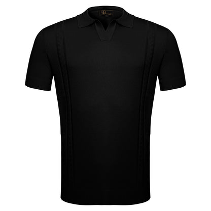 LuxeKnit Polo BLACK