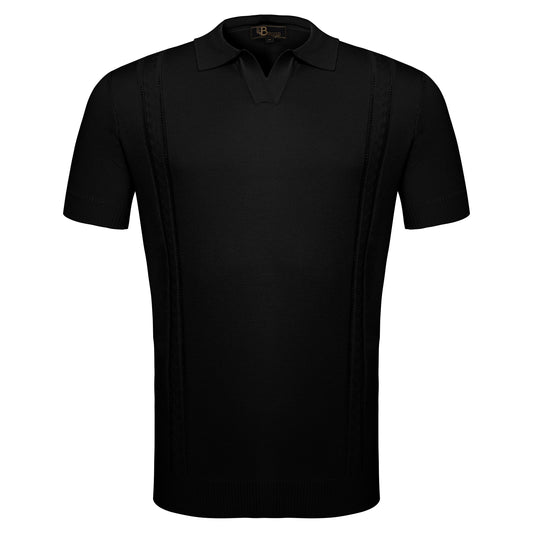 LuxeKnit Polo BLACK