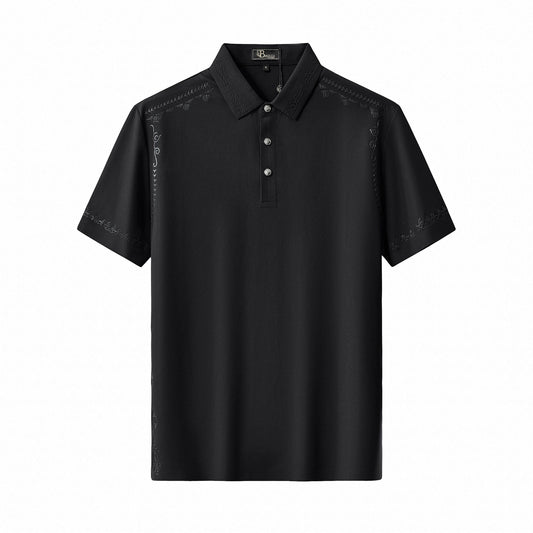 Ornate Trim Polo BLACK