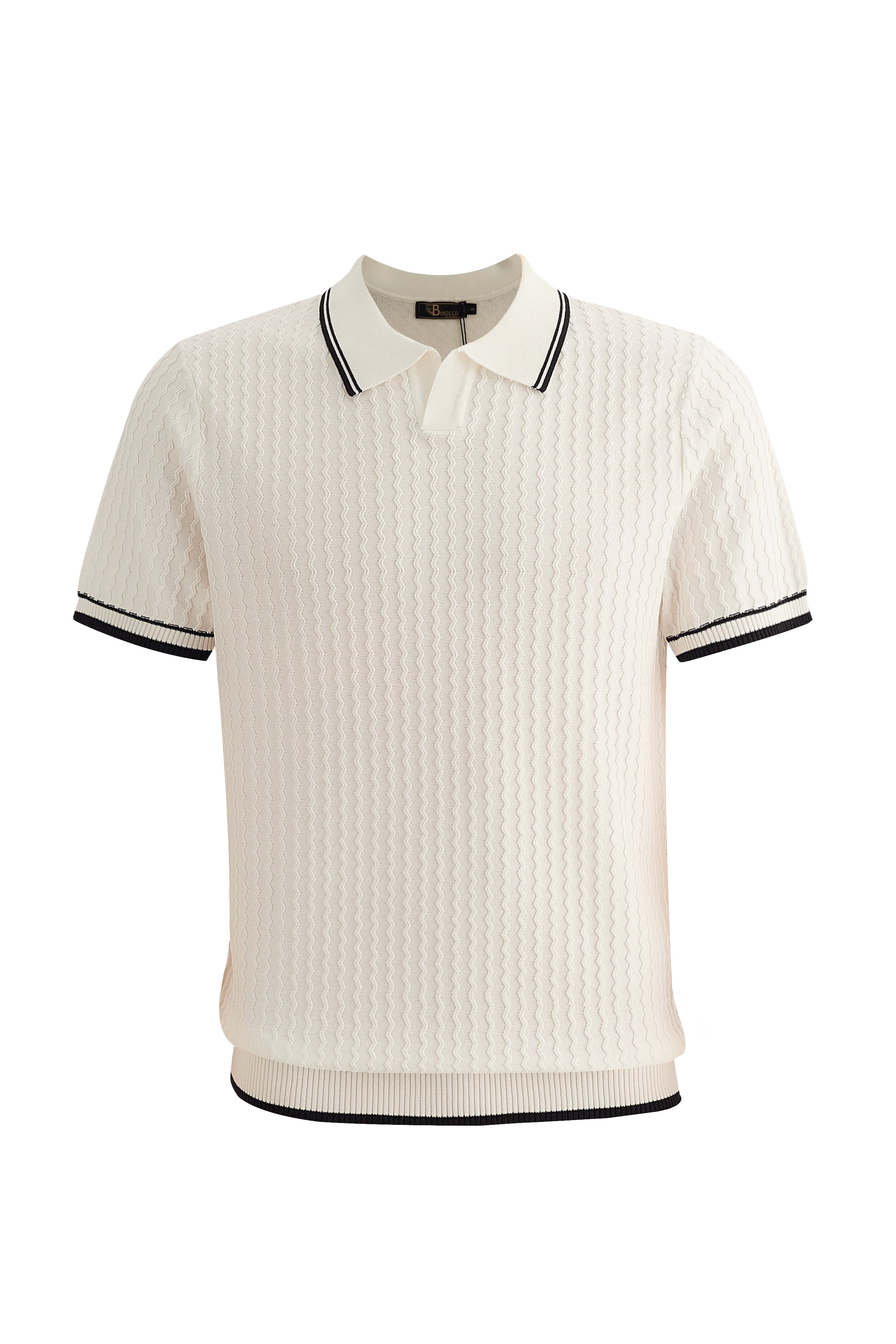Capri Woven Stripe-Trim Polo IVORY