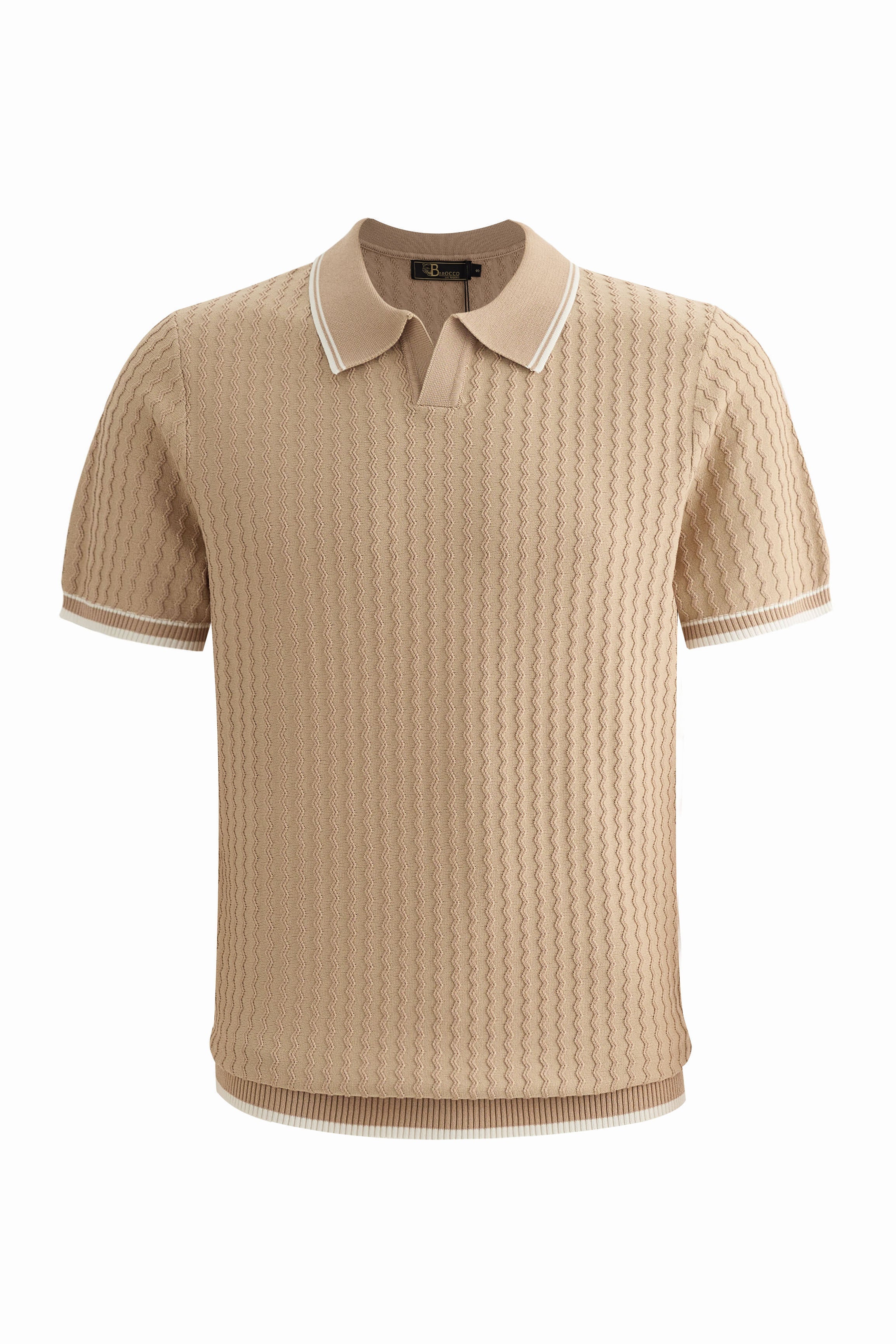 Capri Woven Stripe-Trim Polo KHAKI