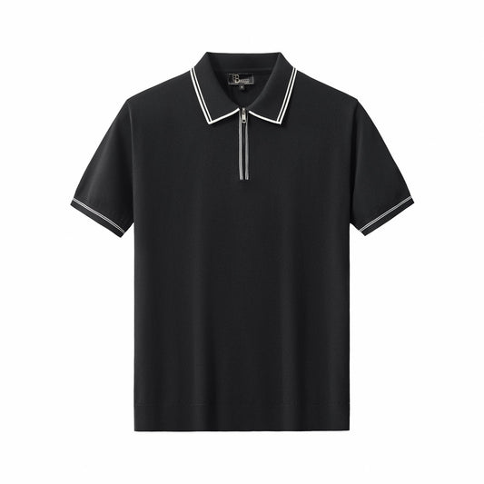 Urban Pulse Knit Zip Polo BLACK
