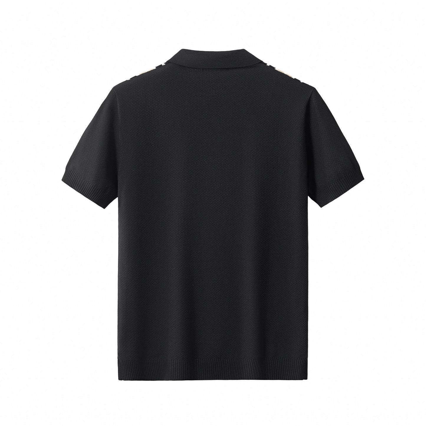 Retro Stripe Zip Knit Polo BLACK/KHAKI