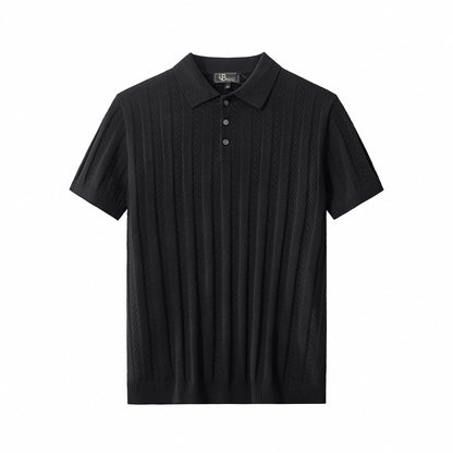 MetroLine Button Knit Polo BLACK