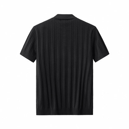 MetroLine Button Knit Polo BLACK