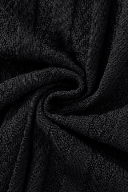 MetroLine Button Knit Polo BLACK