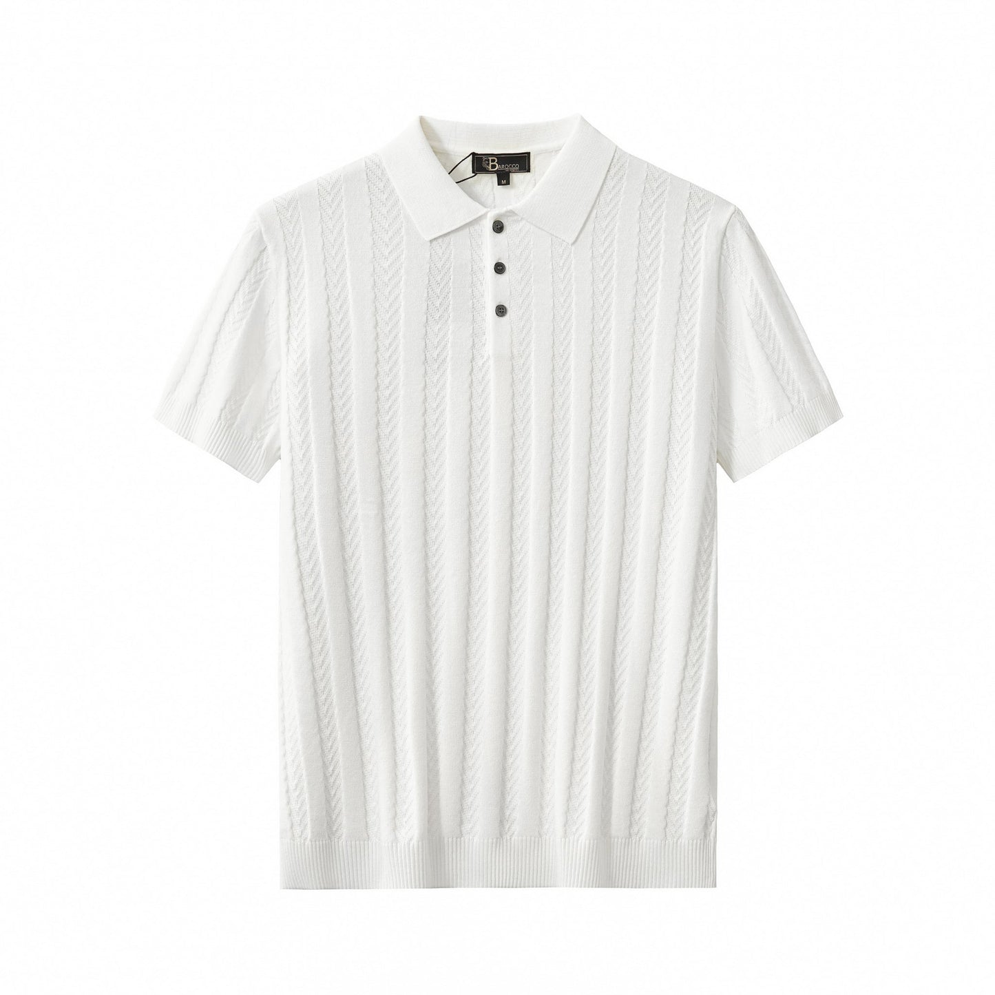 MetroLine Button Knit Polo WHITE