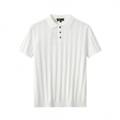 MetroLine Button Knit Polo WHITE