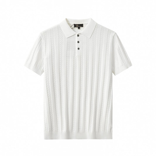 MetroLine Button Knit Polo WHITE