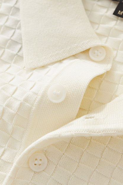 PrimeKnit Button Polo IVORY