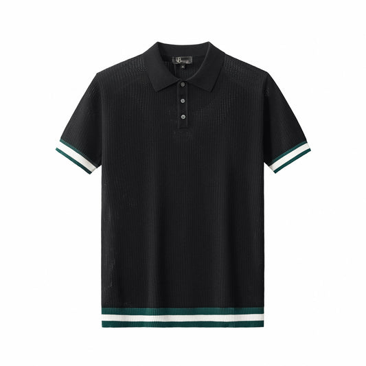 EdgeTrim Mesh Knit Polo BLACK