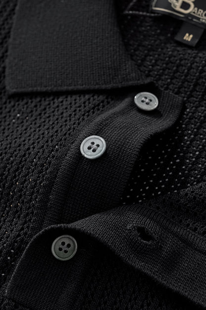EdgeTrim Mesh Knit Polo BLACK