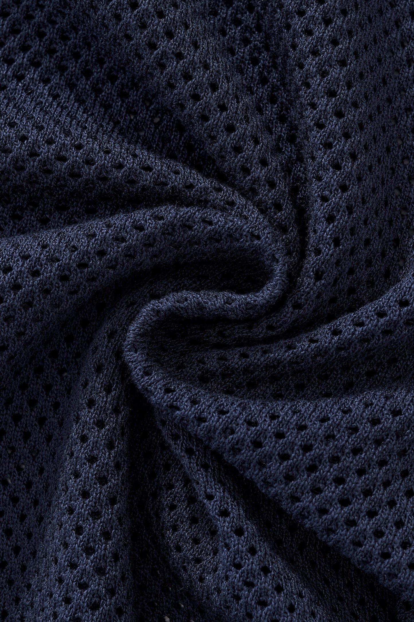 Contrast Trim Mesh Knit Button-Up NAVY