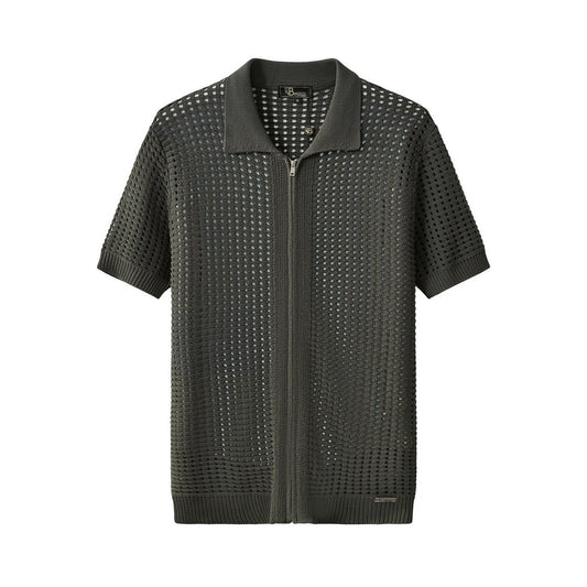 Breeze Mesh Zip Knit SS Shirt ARMY GREEN