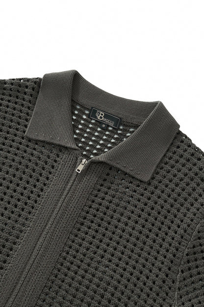 Breeze Mesh Zip Knit SS Shirt ARMY GREEN