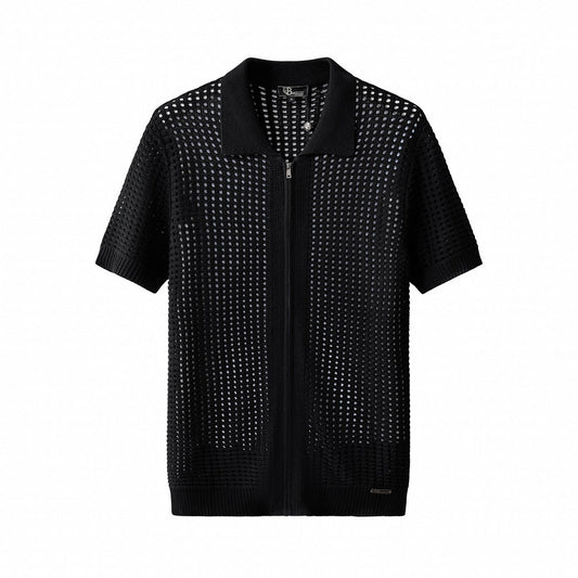 Breeze Mesh Zip Knit SS Shirt BLACK