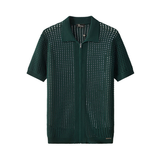 Breeze Mesh Zip Knit SS Shirt HUNTER GREEN