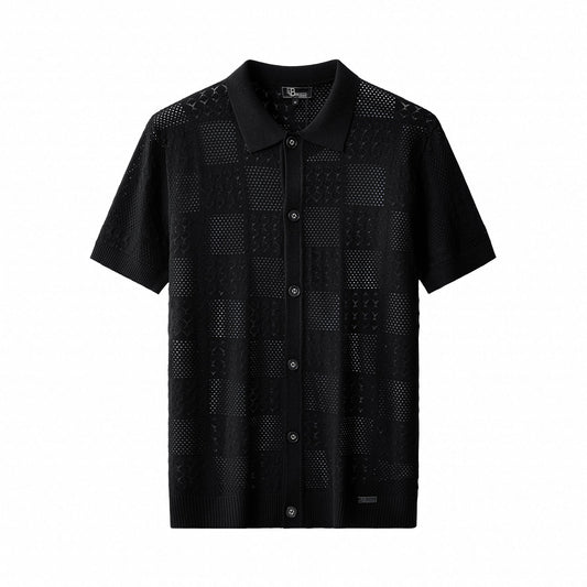 Monaco Mesh Knit SS Shirt BLACK