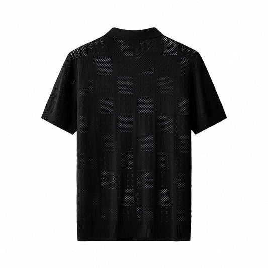 Monaco Mesh Knit SS Shirt BLACK