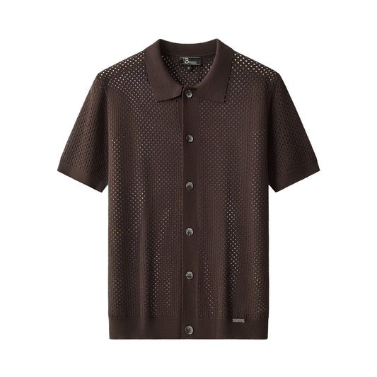 Riviera Mesh Knit SS Shirt COFFEE