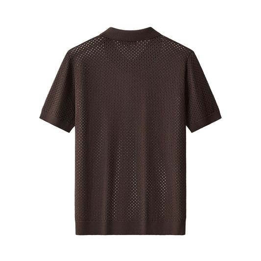 Riviera Mesh Knit SS Shirt COFFEE