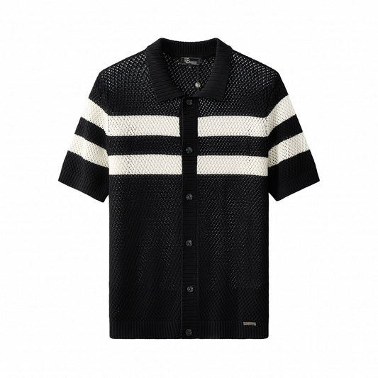 Marina Stripe Knit SS Shirt BLACK