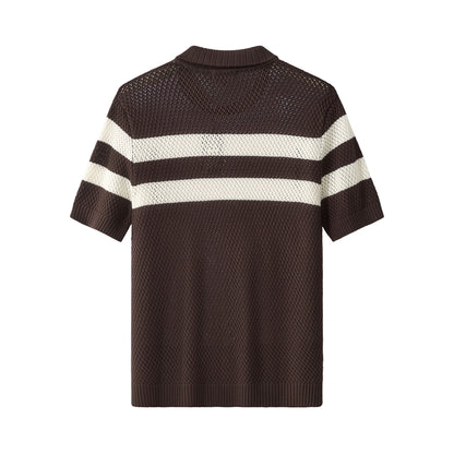 Marina Stripe Knit SS Shirt COFFEE