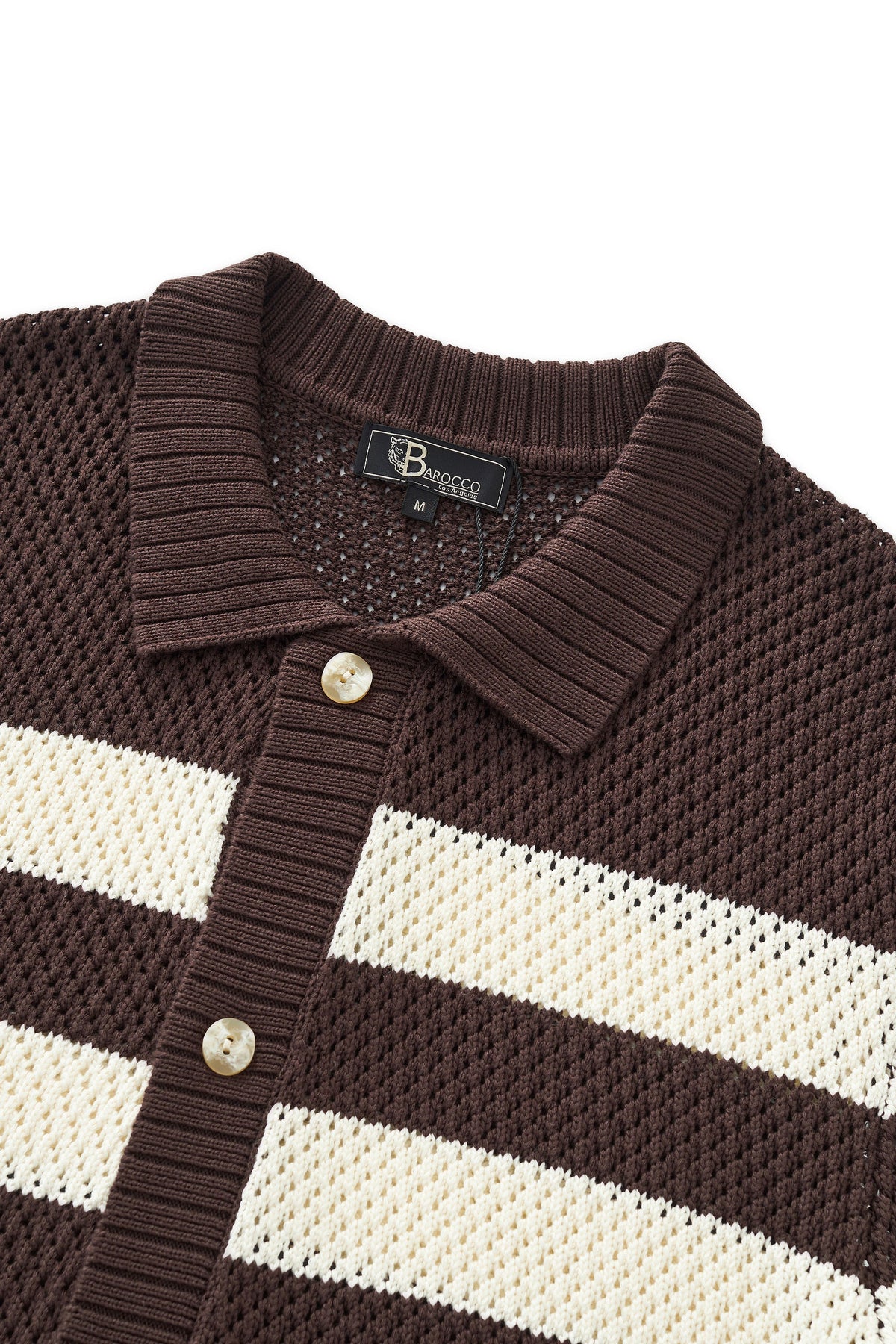 Marina Stripe Knit SS Shirt COFFEE