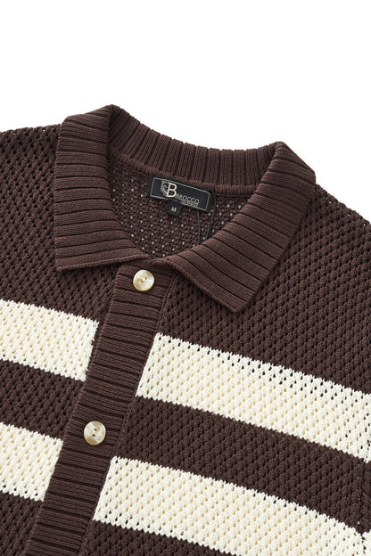 Marina Stripe Knit SS Shirt COFFEE