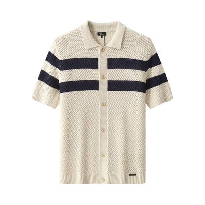 Marina Stripe Knit SS Shirt IVORY
