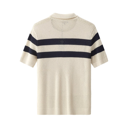 Marina Stripe Knit SS Shirt IVORY