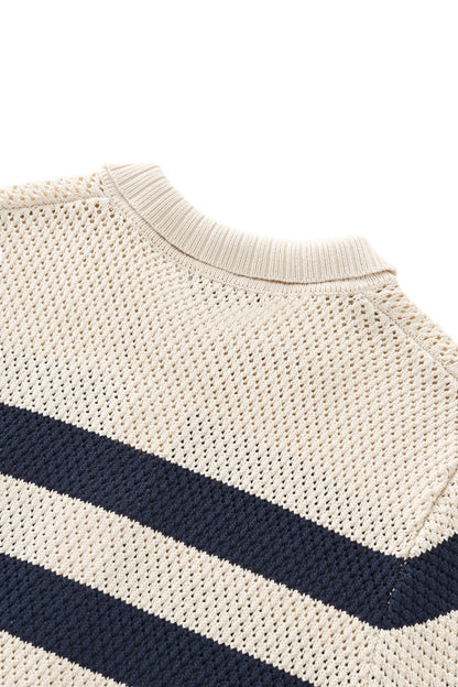 Marina Stripe Knit SS Shirt IVORY