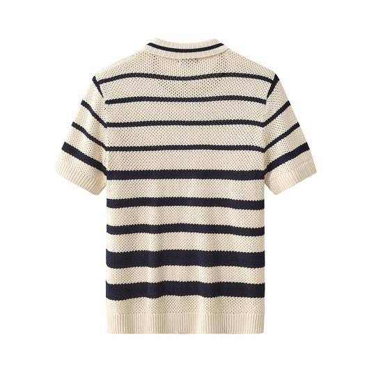 Regatta Mesh Stripe Knit SS Shirt IVORY