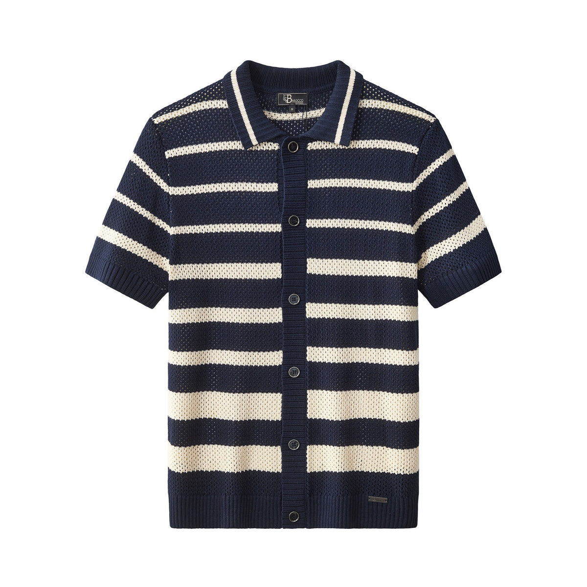 Regatta Mesh Stripe Knit SS Shirt NAVY