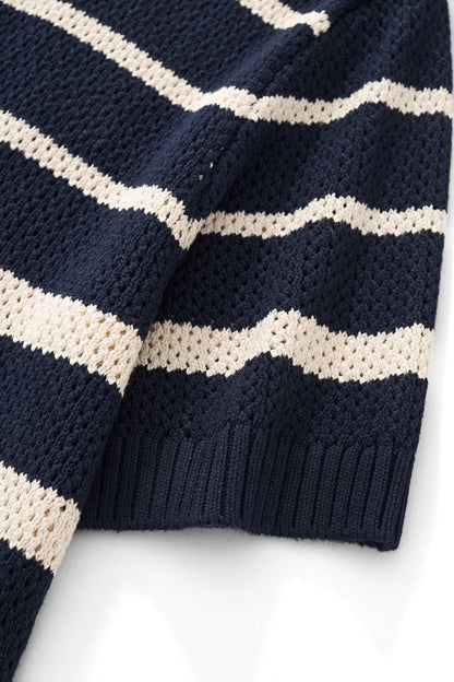 Regatta Mesh Stripe Knit SS Shirt NAVY