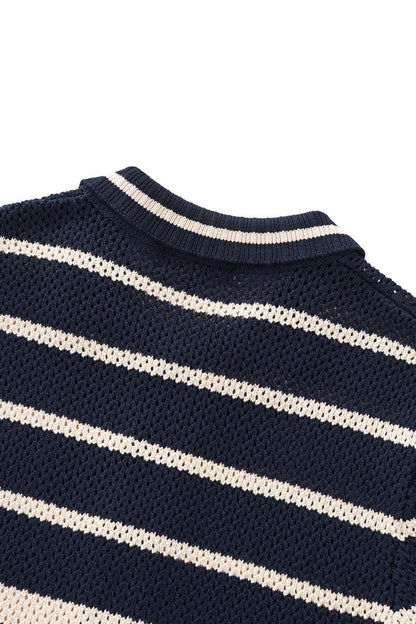 Regatta Mesh Stripe Knit SS Shirt NAVY