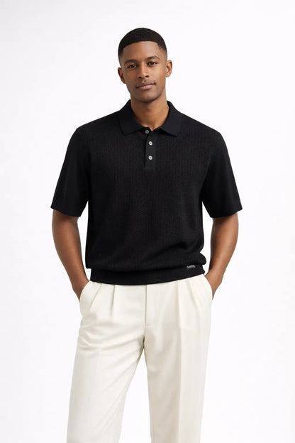 Milano Texture Knit Polo BLACK