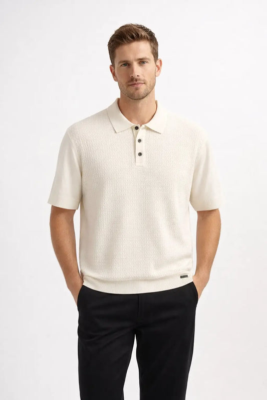 Milano Texture Knit Polo IVORY