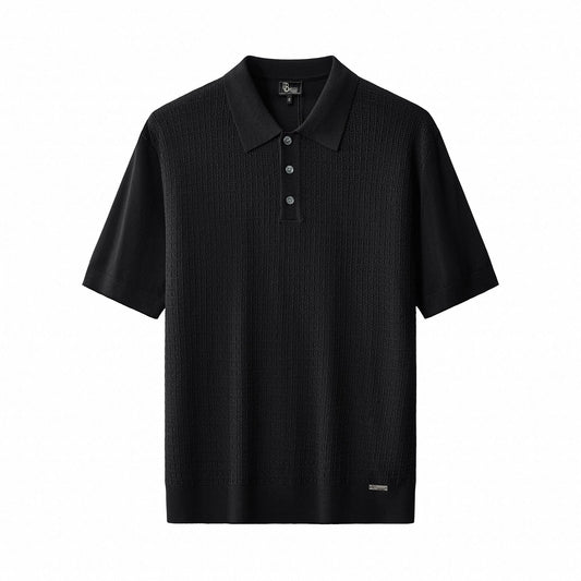 Milano Texture Knit Polo BLACK