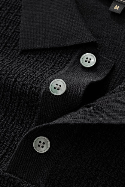 Milano Texture Knit Polo BLACK
