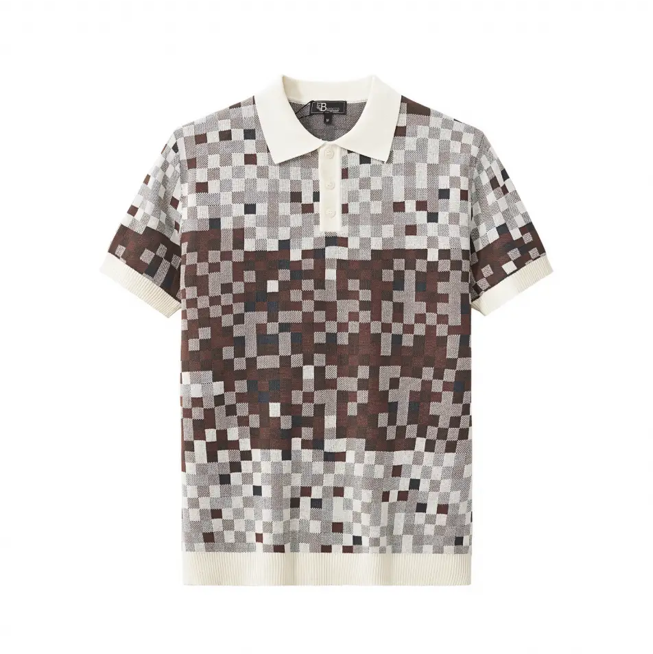 Pixel Fade Knit Polo WHITE