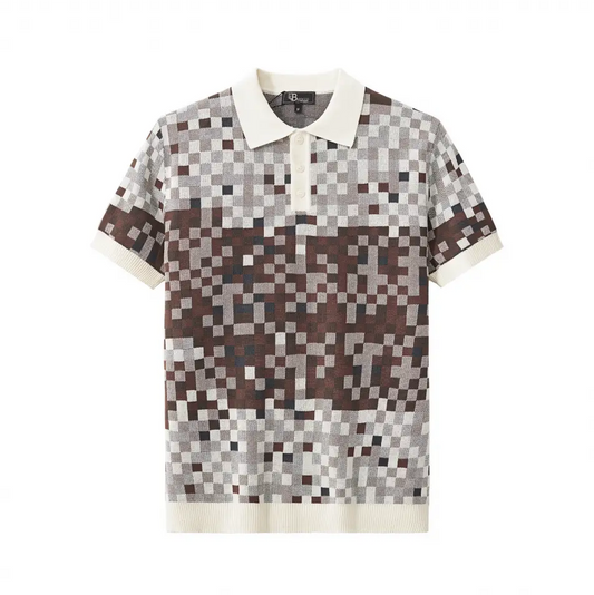 Pixel Fade Knit Polo WHITE