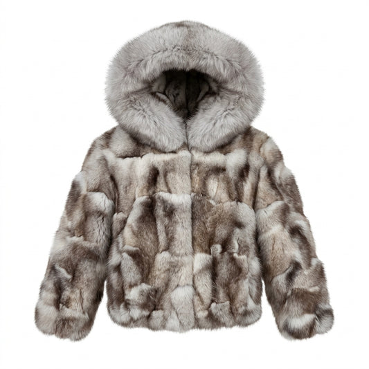 Kashani kids natural blue fox fur hooded jacket