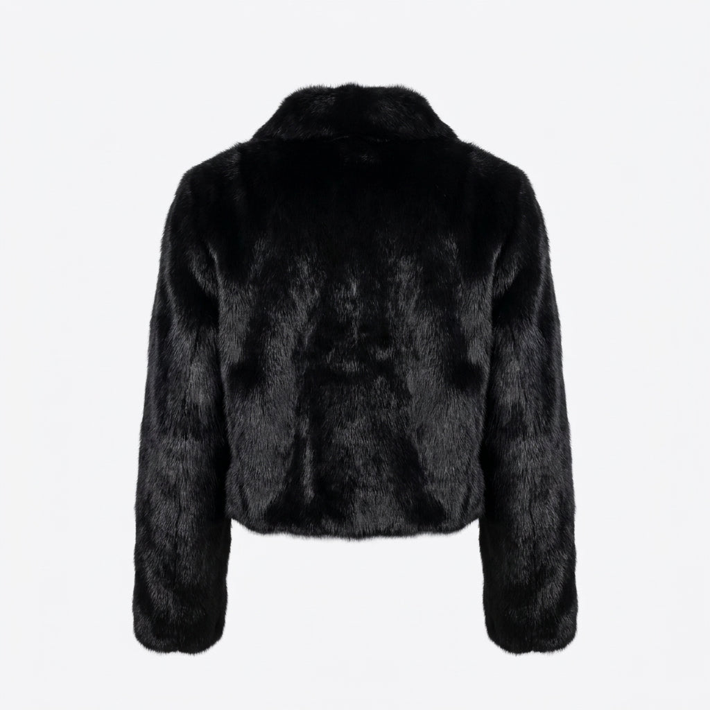 Kashani Women’s Black Rabbit Cropped Jacket