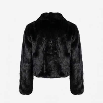Kashani Women’s Black Rabbit Cropped Jacket